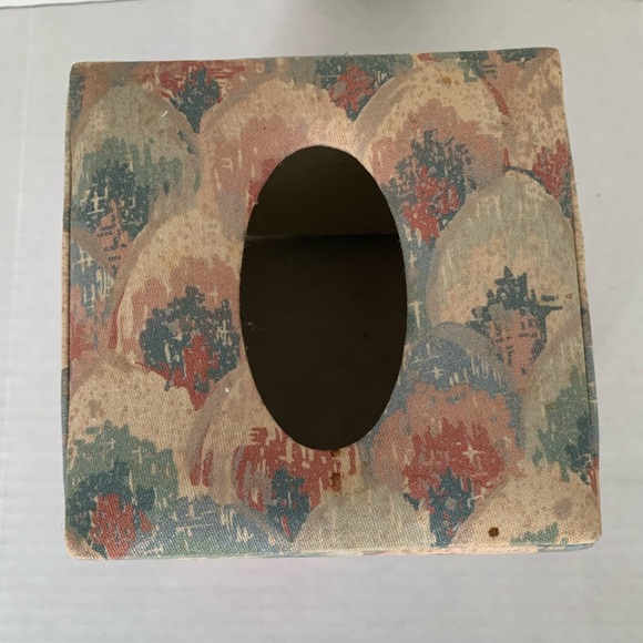 Vintage Tissue Box Fabric Cover Custom Made Muted Colors Fits Standard Cube Box - Picture 7 of 13